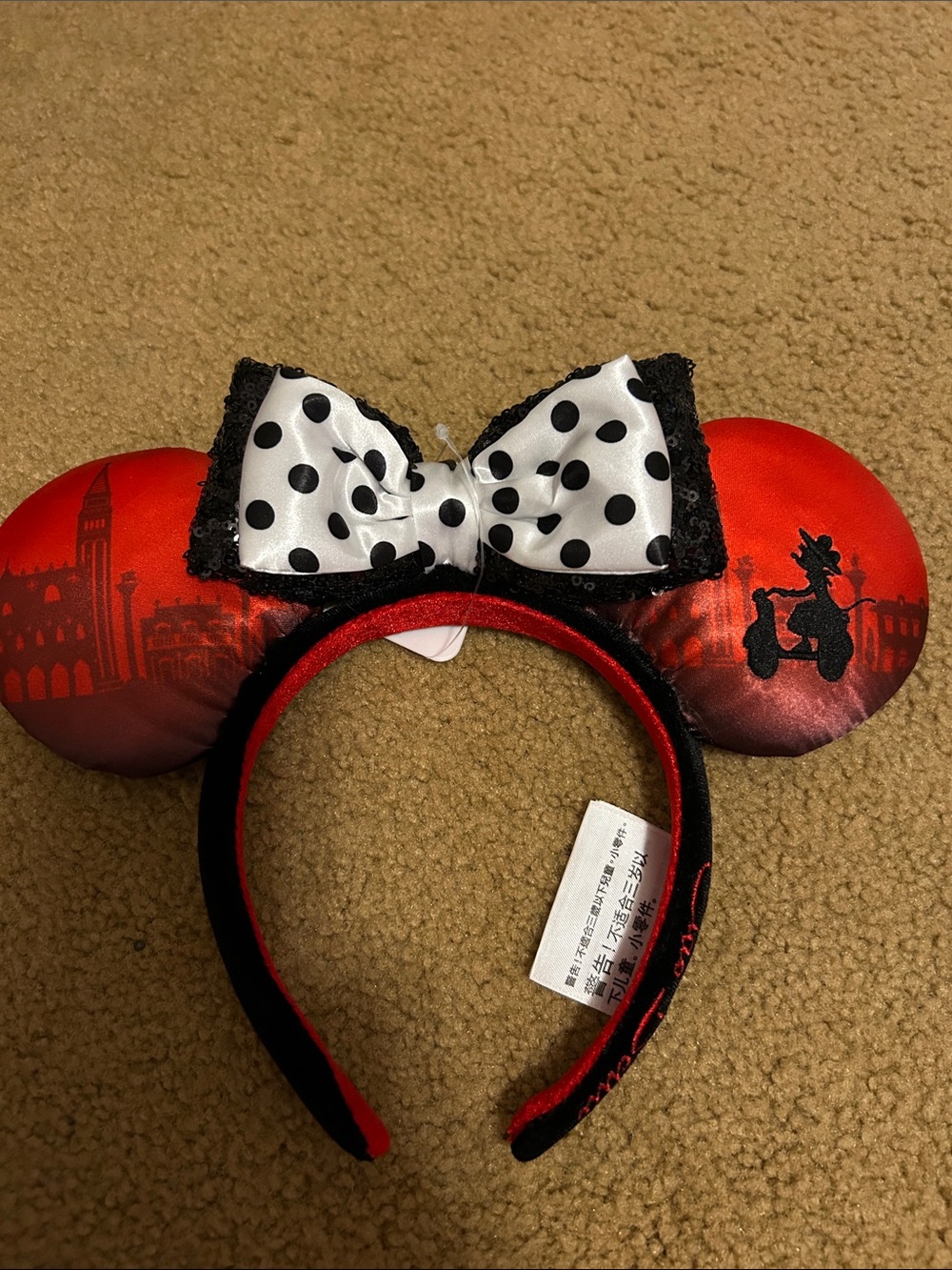 Red Minnie-Style Ear Headband with Polka Dot Bow